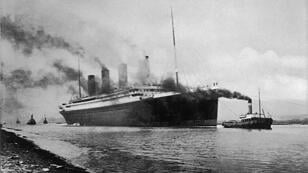 Titanic at Belfast The S S Titanic leaving Bairds Works, Belfast. Date: 1912